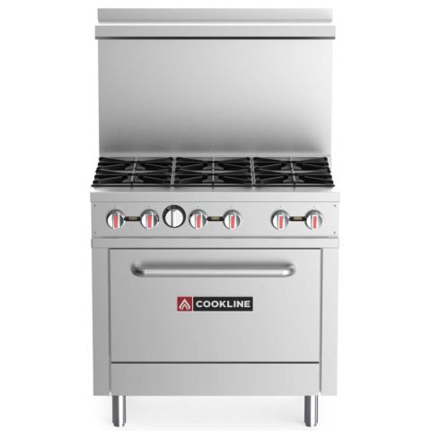 Cookline CR36-6-NG 36" 6 Burner Commercial Gas Range with Oven - Natural Gas