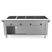 Prepline 60" Four Pan Sealed Well Electric Hot Food Steam Table with Enclosed Base and Sliding Doors - 208/240V, 3000W