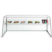 Custom Glass SG48 48" Standard Glass Sneeze Guard Framed Display Case Tapered / Slanted End with Shelf for Counters, Salad Bars, or Steam Tables