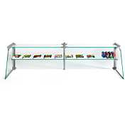 Custom Glass SGX72 72" Frameless Glass Sneeze Guard with Stainless Steel Tubing for Counter, Salad Bars, or Steam Tables