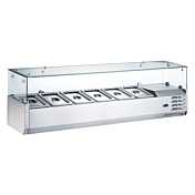 Coldline CTP60SG 60" Refrigerated Countertop Salad Bar, Glass Topping Rail, 6 Pans