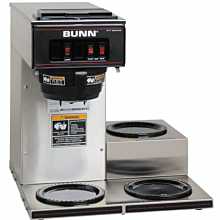 Bunn VP17-3 Stainless 16" 12 Cup Low Profile Pourover Coffee Brewer with 3 Warmers