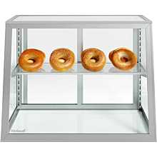 Custom Glass 28"L x 12"D x 14"H, 1 Shelf, Tapered / Slanted Front Countertop Glass Food Display Case, Dry
