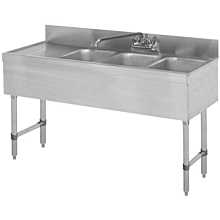 3 compartment bar sink drainboard left