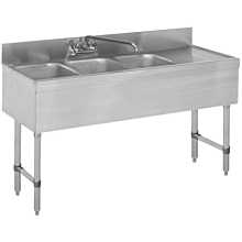 BAR1014-3R 48" 3 Compartment Bar Sink, Right Drainboard