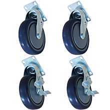 4" Flat Plate Caster with Side Brake, Set of 4