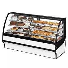 True TDM-DC-77-GE/GE-W-W 77" Curved Glass / Glass End Dry Display Merchandiser Case with White Exterior & Interior