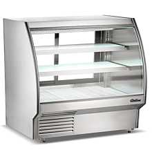 Coldline HDC72-F 72" Refrigerated Curved Glass Seafood Case with Built-in Drain and Rear Storage