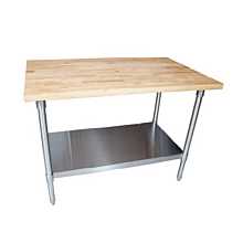 BK Resources MFTS-4830 (30"D x 48"L) Hard Maple Flat Top Table with Stainless Steel Base