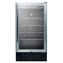 SUMMIT 18'' SCR1841BCSS Glass Door All-Refrigerator with Stainless Steel Cabinet