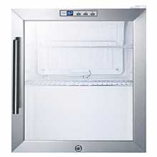 SUMMIT 17" SCR215LCSS Glass Door Glass Door Refrigerator with Stainless Steel Exterior