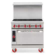 American Range AR-6-C-NG 36" Natural Gas Commercial 6 Burner Range with Convection Oven - 226,000 BTU