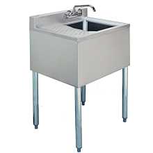 Prepline Stainless Steel 1 Bowl Underbar Hand Sink with Left Drainboard- 24" x 18"