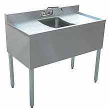 Prepline Stainless Steel 1 Bowl Underbar Hand Sink with Left Drainboard- 36" x 18"