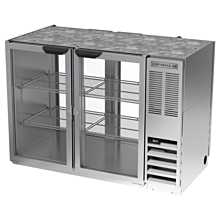 Beverage Air BB48HC-1-FG-PT-S 48" Pass-Thru Stainless Steel Two Glass Door Food Rated Back Bar Refrigerator