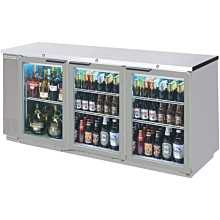Beverage Air BB78HC-1-FG-S 72" 3 Section Swinging Glass Door Bar Refrigerator