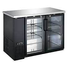 Universal BBCI-4824G 48" Black Glass Two Door 24" Depth Back Bar Refrigerator