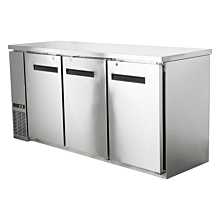 Universal BBCI-7224 72" Stainless Steel Solid Three Door 24" Depth Back Bar Refrigerator