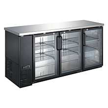 Universal BBCI-7224G 72" Black Glass Three Door 24" Depth Back Bar Refrigerator