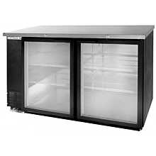 Beverage-Air BB58HC-1-FG-B 59 inch Black Food Rated Glass Door Back Bar Cooler with Two Doors