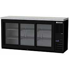 Beverage-Air BB72HC-1-F-GS-B-27 72 inch Black Food Rated Pass-Through Sliding Glass Door Back Bar Refrigerator with 2 inch Thick Top