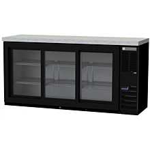Beverage-Air BB72HC-1-GS-B-27 72 inch Black Sliding Glass Door Back Bar Refrigerator with Stainless Steel Top - 115V