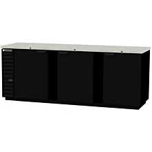 Beverage-Air BB94HC-1-F-B 94 inch Black Food Rated Solid Door Back Bar Cooler with Three Doors