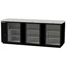 Beverage-Air BB94HC-1-FG-B 94 inch Black Food Rated Glass Door Back Bar Cooler with Three Doors