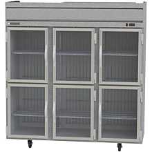 Beverage-Air HF3-5HG 3 Section Glass Half Door Reach-In Freezer - 74 cu. ft., Stainless Steel Front, Gray Exterior