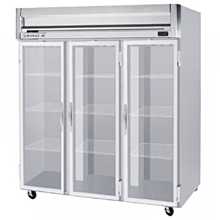 Beverage-Air HFPS3-5G Horizon Series 78 inch Glass Door All Stainless Steel Reach-In Freezer with LED Lighting