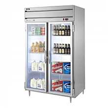 Beverage-Air HRPS2-1G Horizon Series 52 inch Glass Door All Stainless Steel Reach-In Refrigerator with LED Lighting