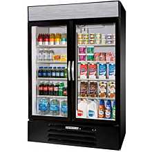 Beverage-Air MMR44HC-1-B MarketMax 47 inch Black Two Section Glass Door Merchandiser Refrigerator - 45 cu. ft.