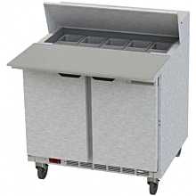 Beverage-Air SPE36HC-10C 36 inch 2 Door Cutting Top Refrigerated Sandwich Prep Table with 17 inch Wide Cutting Board
