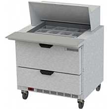 Beverage-Air SPED36HC-12M-2 36 inch 2 Drawer Mega Top Refrigerated Sandwich Prep Table