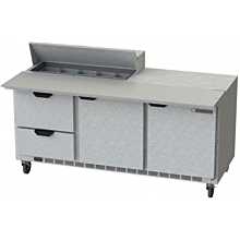 Beverage-Air SPED72HC-10C-2 72 inch 2 Door 2 Drawer Cutting Top Refrigerated Sandwich Prep Table with 17 inch Wide Cutting Board