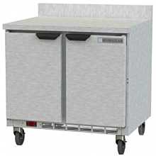 Beverage-Air WTF36AHC-FIP 36 inch Two Door Compact Worktop Freezer with 4 inch Foamed-In-Place Backsplash