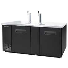 Blue Air BDD69-3B-HC 69" Black Two Solid Door Kegerator Beer Dispenser with Tower and Tap - 23.4 Cu. Ft.