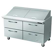 Blue Air BLMT60-D4-HC 60" Refrigerated Mega Top Sandwich Prep Table with 4 Drawers - 16.7 Cu. Ft.