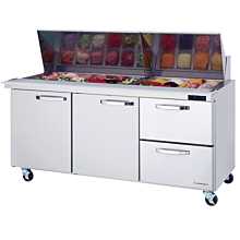Blue Air BLMT72-D2R-HC 72" Refrigerated Mega Top Sandwich Prep Table with 2 Doors & 2 Right Drawers - 20 Cu. Ft.