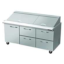 Blue Air BLMT72-D4RM-HC 72" Refrigerated Mega Top Sandwich Prep Table with 4 Right Drawers - 20.2 Cu. Ft.