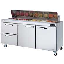Blue Air BLPT72-D2L-HC 72" Refrigerated Sandwich Prep Table with 2 Doors & 2 Left Drawers - 20 Cu. Ft.