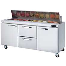 Blue Air BLPT72-D2M-HC 72" Refrigerated Sandwich Prep Table with 2 Doors & 2 Middle Drawers - 20 Cu. Ft.