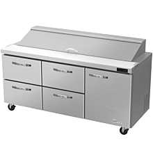 Blue Air BLPT72-D4LM-HC 72" Refrigerated Sandwich Prep Table with 4 Left Drawers - 20 Cu. Ft.