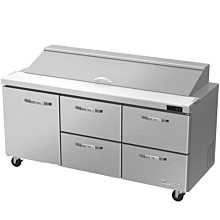Blue Air BLPT72-D4RM-HC 72" Refrigerated Sandwich Prep Table with 4 Right Drawers - 20.2 Cu. Ft.