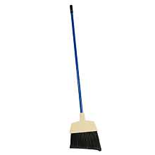 Winco BRM-60L 60" Black Lobby Broom with Angle Bristles and Blue Handle