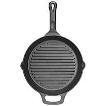Winco CAGP-10R FireIron 10-1/4" Round Cast Iron Pre-Seasoned Induction Grill Pan