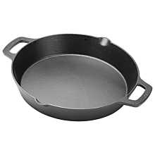 Winco CASD-12 FireIron 12" Round Cast Iron Pre-Seasoned Induction Skillet With Dual Handles