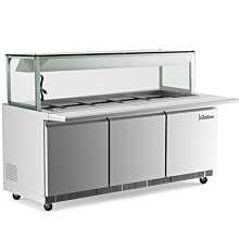 Coldline CBT72-LT 72" Refrigerated Salad Bar with Cutting Board and Lighted Sneeze Guard, Stainless Steel