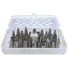 Winco CDT-26 26 Piece Stainless Steel Cake Decorating Tube Set with Coupler