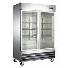 Universal RICI-54G 54" Stainless Steel Two Glass Swing Door Reach-In Refrigerator, 47 Cu. Ft.